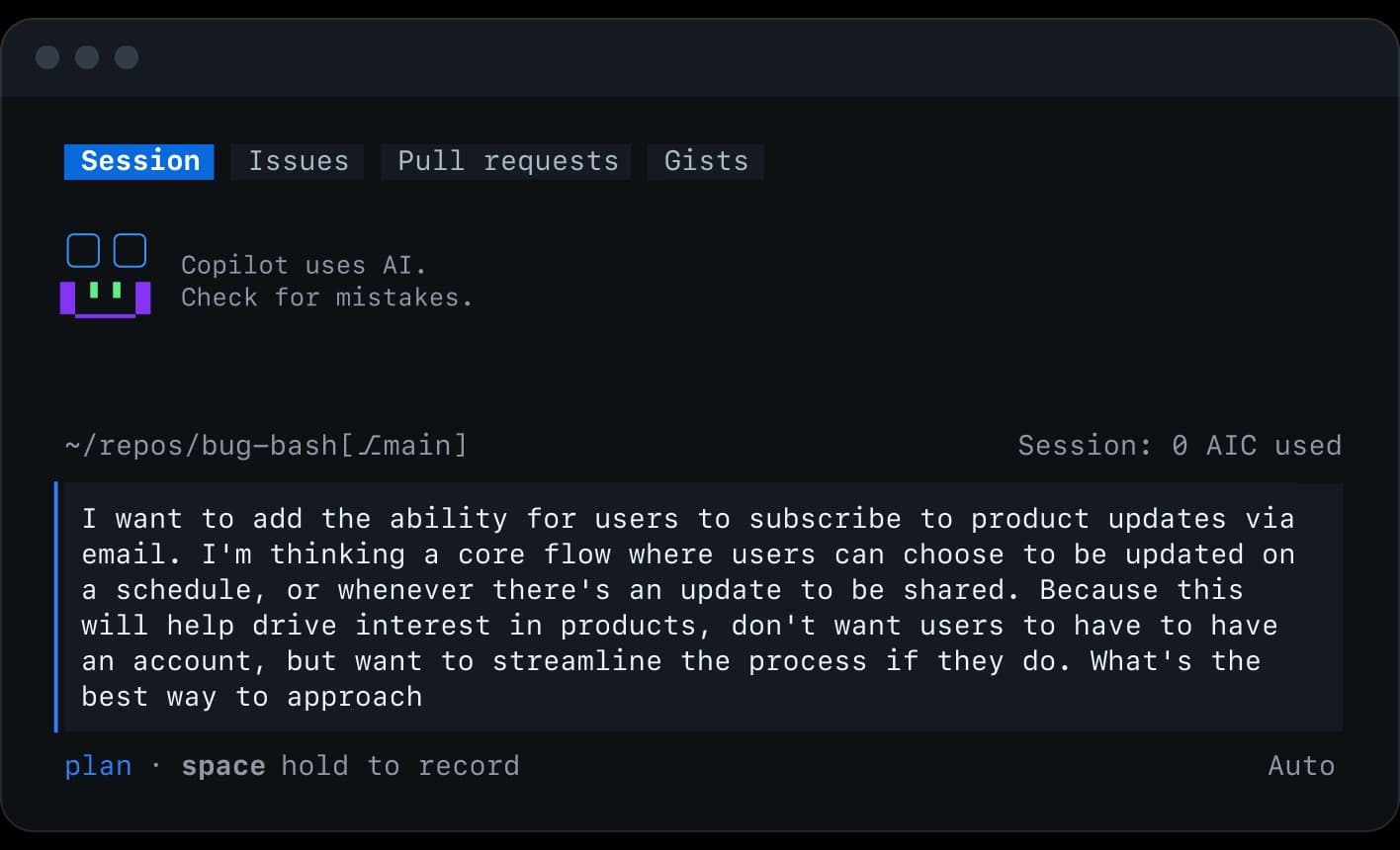 Official Copilot CLI plan and MCP interface