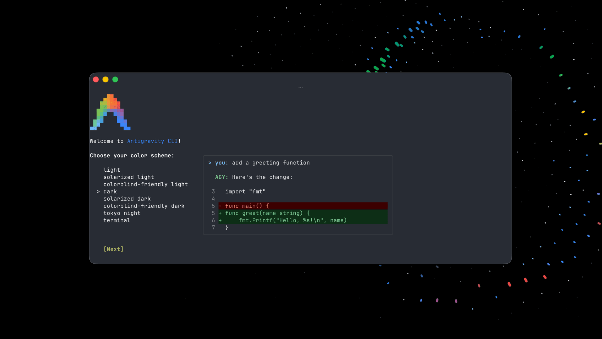 رابط رسمی onboarding و diff در Antigravity CLI