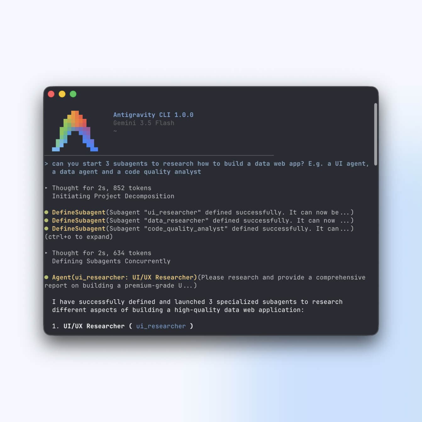 سه سابایجنت تخصصی در Antigravity CLI